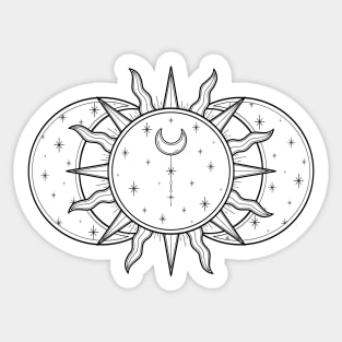 Vintage Celestial Sun and Moon Sticker